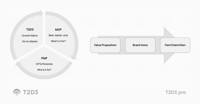 Completing the strategic foundation going through MVP, PMF and T2D3