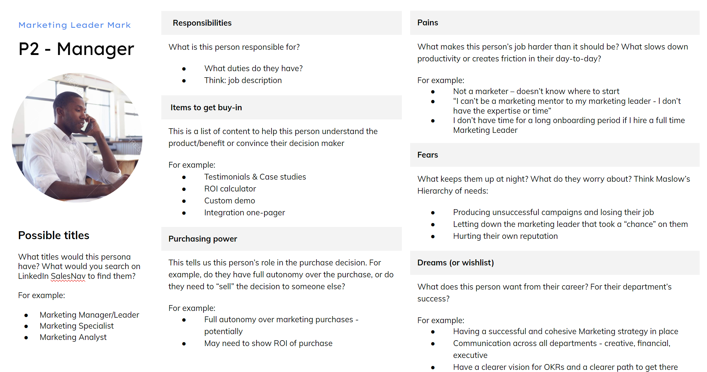 saas buyer persona 2, the manager